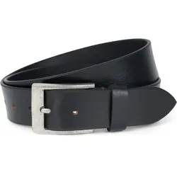 styleBREAKER Unisex Rindsleder Gürtel Unifarben mit gemaserter Oberfläche und gebürsteter Schnalle, kürzbar 03010126, Farbe:Schwarz, Größe:95cm