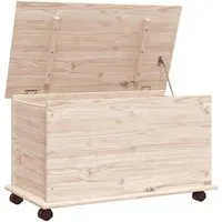 vidaXL Aufbewahrungsbox mit Rollen aus Kiefernholz - Truhen aus massivem Kiefernholz mit 70 Litern Stauraum, robust und pflegeleicht, ideal für die ordentliche Aufbewahrung von Kissen und Spielzeug.