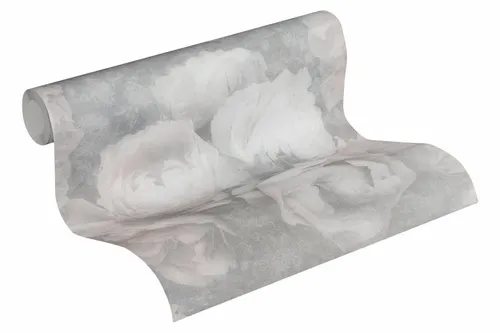 Tapete Vlies New Walls livingwalls Blumen grau weiß flieder 37392-3 (3,36€/1qm)