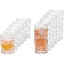 Nachtmann Becherset 12-tlg. ETHNO - Gläser Set für Whiskey und Longdrinks, mit attraktivem geriffelten Design für eine entspannte Atmosphäre und platzsparende Aufbewahrung.