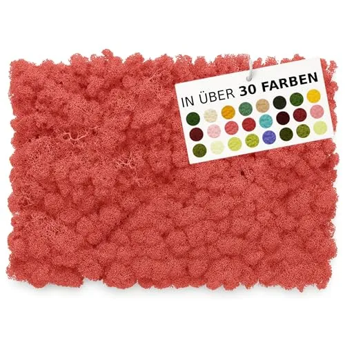 NaDeco Island-Moos 500g, echtes Moos in 30 Farben zur Wahl, fluffig & prall, Basteln Wand Deko Moss, für Moosbild Mooswand Moosplatten Kugelmoos Dekoration Ostern Weihnachten, Farbe:Bordeaux