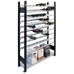 Grundregal Weinregal 1800 x 1000 mm, schwarz/silber - Regal für 72 Flaschen, höhenverstellbare Ebenen für optimale Lagerung, schneller Aufbau und übersichtliche Entnahme.