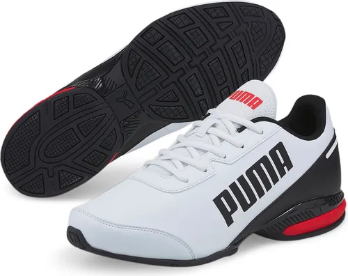 PUMA Unisex Equate Sl Straßen Laufschuh, Puma White/Black/Red, 40.5 EU - Herren-Sneaker mit leichter Textilkonstruktion und bequemer Passform für optimalen Tragekomfort beim Laufen und Sport.