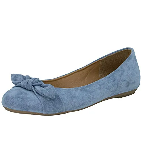 Fitters Footwear That Fits Damen Ballerina Claire Microfibre Modische Ballerinas in trendigen Farben Übergröße (44 EU, blau)