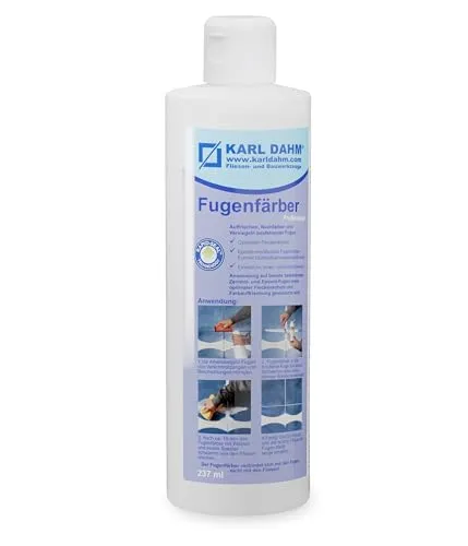 Karl Dahm® Fugenfärber Hell-Beige 237 ml – Wasser- & schmutzabweisende Fugenfarbe - Klebemittel & Dichtstoffe: Hochwertiger Fugenfärber für Innen & Außen, der Fugen imprägniert und vor Wasser, Schmutz & Öl schützt. Ideal für eine einfache Anwendung in Bad, Küche oder Wohnzimmer!