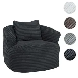 Sessel HWC-P18, Loungesessel Relaxsessel Polstersessel Cocktailsessel, Stoff/Textil Cord (370g/m2) ~ dunkelgrau