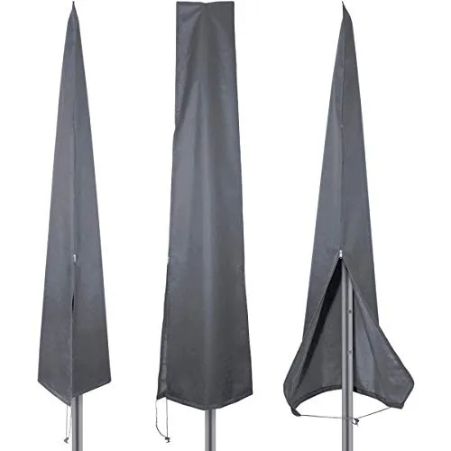 PATIO PLUS Schutzhülle für Sonnenschirme, mit Reißverschluss,Schutzhülle 2 bis 3 M Große Sonnenschirm Abdeckung Wetterfeste UV-Anti Winddicht und Schneesicher Outdoor für Ampelschirm, Grau 190x25/50cm