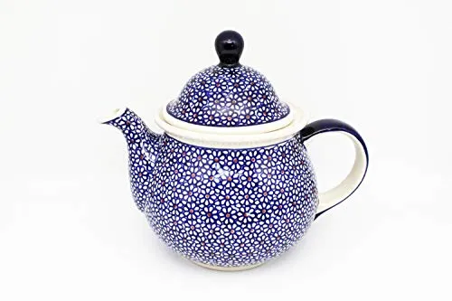 Original Bunzlauer Keramik Retro-Teekanne 1,7L im Dekor 120 in blau von Bunzlauer Keramik