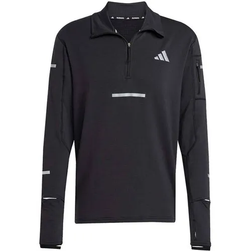 adidas Adi365 Warm Half-Zip Laufshirt Herren - Schwarz, Größe M - Laufbekleidung für kaltes Wetter, wärmendes Funktionsmaterial und atmungsaktiv. Halber Reißverschluss für individuelle Belüftung und reflektierende Elemente für mehr Sicherheit.