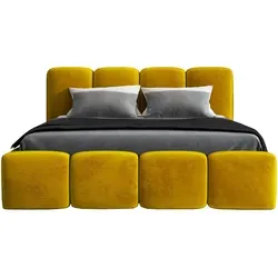 Polsterbett DONA -OM 90 x 200 mit Bettkasten in Gold - Elegantes Polsterbett mit Bettkasten, ideal für optimalen Stauraum. Robust und pflegeleicht dank hochwertiger Materialien, für einen komfortablen Schlaf.