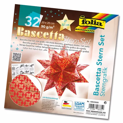 Bastelset Bascettastern  / Sterngrafik türkis, 20 x 20 cm 409/2020, #7709