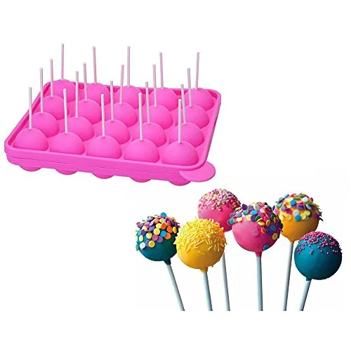 Binnan Silikon Cake Pop Backform,Lollipop Pop Form für Süßigkeiten,Gelee und Schokolade(Rosa)