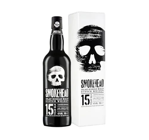 Smokehead 15 Jahre - Limited Edition Whisky - Islay Single Malt Scotch Whisky, 15 Jahre gereift, intensiv und komplex mit rauchigen und süßen Aromen, perfekt für Liebhaber torfiger Whiskys.
