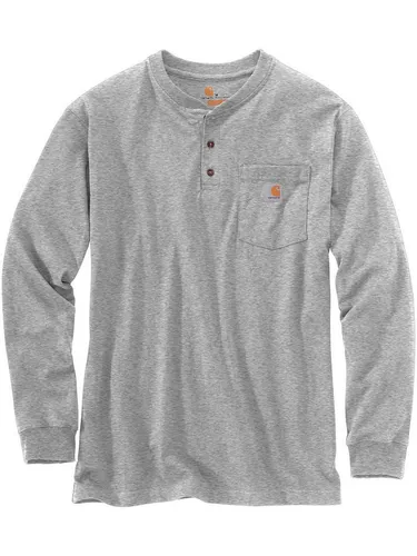 Carhartt Herren Loose Fit Langärmliges Pocket Henley-T-Shirt - T-Shirts für Herren, aus schwerem Material mit Brusttasche und stylischem Carhartt Logo-Label, ideal für lässige Looks und Komfort.