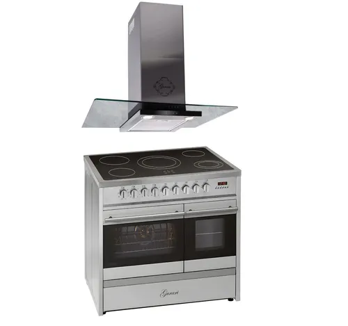 GURARI Elektro Standherd GCH E 912 DF X +GCH T 466 IS 90  Dunstabzugshaube 90 cm