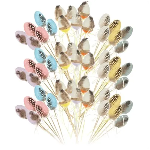 com-four® 54x Blumenstecker für Ostern - Bunte Ostereier mit Feder für Ostern zum Stecken - Osterdekoration