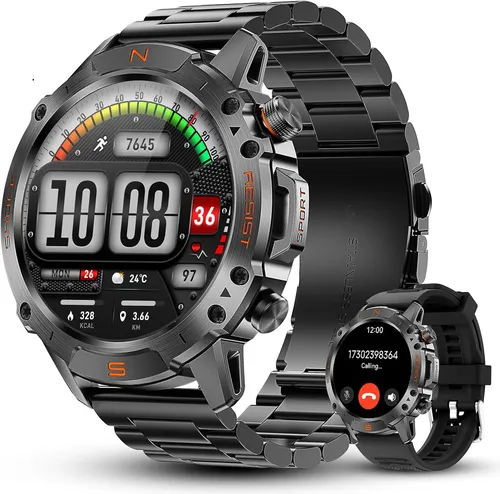 WalkerFit Militär Smartwatch Herren 1.43'' AMOLED