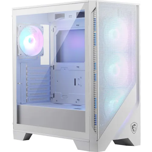 MSI MAG Forge 320R Airflow White - Mid-Tower PC-Gehäuse mit ATX-Kapazität, optimierte Kühlung durch 4 ARGB-Lüfter und gehärtetes Glasfenster