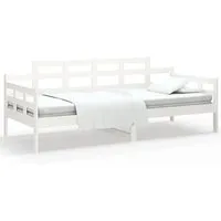 vidaXL Tagesbett Weiß Massivholz Kiefer 90x190 cm - Vielseitiges Tagesbett aus massivem Kiefernholz, ideal als Gästebett oder Sofa. Robust und stabil, perfekt für Schlafzimmer oder Wohnzimmer. Matratze nicht enthalten.