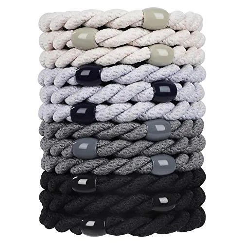 COZEASY 12 Stück Elastische Haargummis, ohne Metall Geflochtener Keine Pull oder Beschädigung Pferdeschwanz Halter, Elastisch Haarbänder für Damen & Mädchen Dickes und Lockiges Haar (Set 4)