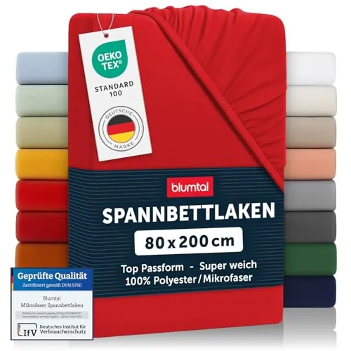 Blumtal Spannbettlaken Mikrofaser 2 Stück rot 80x200 cm von Blumtal