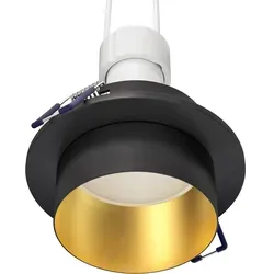 ledscom.de Deckeneinbaurahmen KRON, rund, schwarz/gold matt, inkl. GU10 LED 450lm, warmweiß