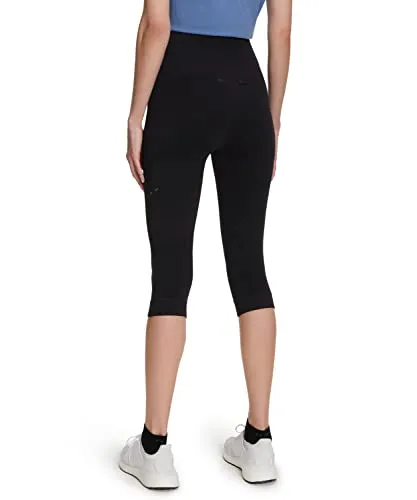 FALKE Damen Trainingshose CORE 3/4 W Ti Funktionsmaterial feuchtigkeitsregulierend uneingeschränkte Bewegungsfreiheit 1 Stück, Schwarz Black 3008, XS