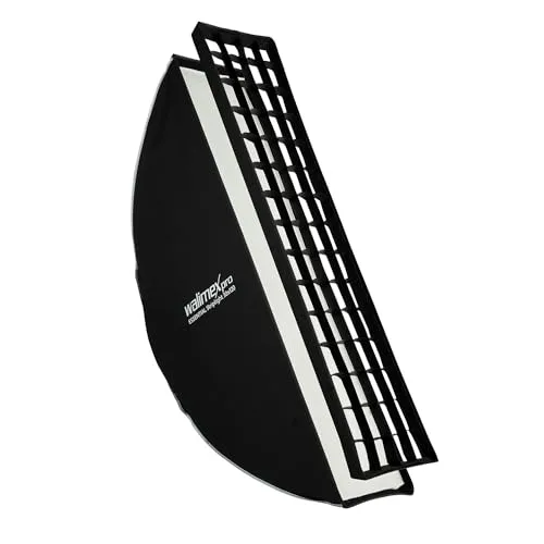 Walimex pro Essential Striplight Softbox 30x120cm - Softbox für Produkt- und Peoplefotografie, um 360° drehbar und mit einfachem Aufbau, inklusive Grid und Transporttasche für flexibles Arbeiten.