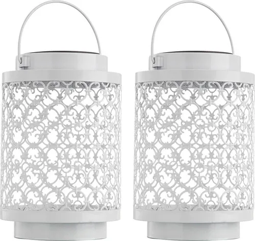 2er Set LED Solarleuchte, weiß, orientalisch, H 18 cm von ETC Shop
