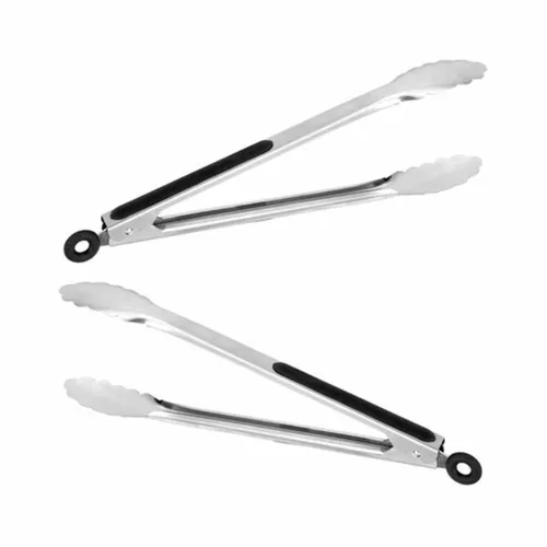 2er Set Grillzange Küchenzange Grillwender Kochzange Grillbesteck Bratzange