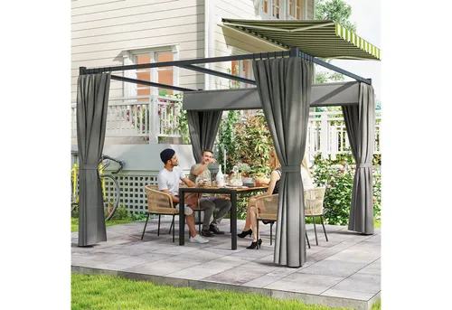 Outsunny 3x3 m Freistehende Pergola mit Schiebedach