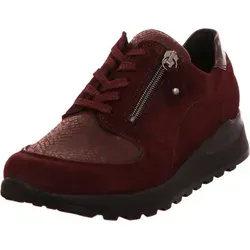 Waldläufer Komfort Schnürschuhe Damen 31363138343233 - Bordeaux Sneaker für besten Tragekomfort - Sneaker aus hochwertigem Veloursleder mit flachem Keilabsatz und profilierter Gummisohle für sicheren Halt. Ideal für den Alltag und bequem durch wechselbare Echtleder-Decksohle.