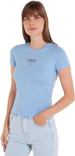 Tommy Jeans Damen T-Shirt Kurzarm Slim Rundhalsausschnitt, Blau (Moderate Blue), 3XL
