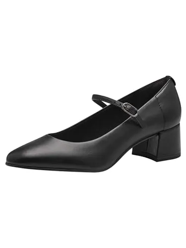 Produktbild Tamaris Damen Pumps Riemchen Leder Blockabsatz 1-22311-43, Schwarz, Größe: 38 EU