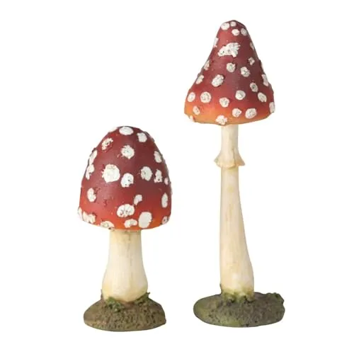 Fliegenpilz im 2er-Set, rot mit Punkten 12 cm/8cm