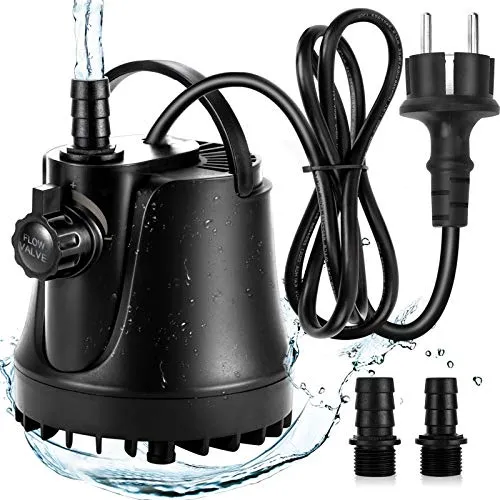 AQQA Wasserpumpe, 1500L/H Ultraleise Tauchpumpe, High Lift Pumpe Mit Verstellbarem Schalter und 2 Düsen für Aquarium, Teich, Hydroponik