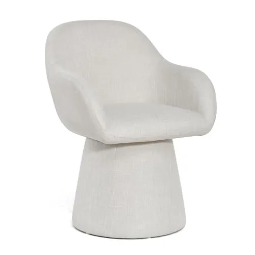 Duhome Mid Century 360-Grad-Drehstuhl aus Leinen in beige von Duhome