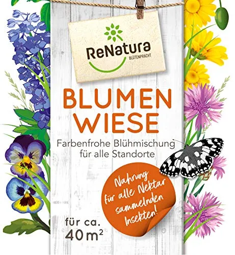 Greenfield ReNatura® Blumenwiese Gräser Blumen Farbenfrohe Blühmischung für alle Standorte 0,275kg für ca. 40 m²