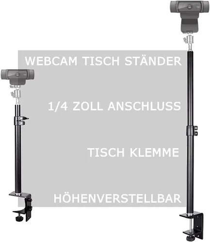 Höhenverstellbare Tischklemme Stativhalterung für Webcam - Praktische Klemmhalterung mit automatischen Verschlüssen und einstellbaren Beinen. Ideal für Camcorder und Webcams, sorgt für flexibles Arbeiten und einfache Handhabung.