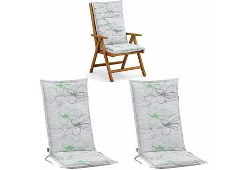 BURI Hochlehnerauflage Gartenstuhlauflagen Blumenmuster (2 St) - Bequeme Hochlehnerauflage mit Schaumstofffüllung im floralen Design, UV-lichtecht und ideal für den Garten. Perfekt für entspannte Stunden im Freien.