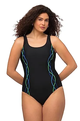 Ulla Popken Damen Badeanzug mit Pipings von Ulla Popken