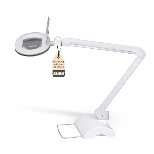 Lumeno Lupenlampe 861XGR - Kristallklare Lupenleuchte mit LED - Lupenleuchten mit ovaler Echtglaslinse und 60 superhellen LEDs, ideal für präzise Arbeiten und Lesehilfe. Verfügbar mit 3 oder 5 Dioptrien, energiesparend und langlebig.
