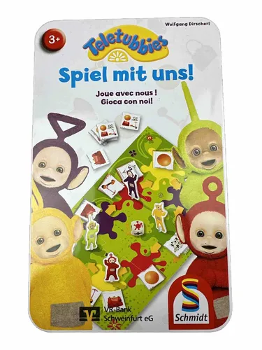 SCHMIDT SPIELE Würfelspiel TELETUBBIES Spiel Mit Uns Blechdose Deutsche Version