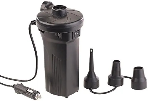 AGT Kompressor Luftmatratze: Elektrische Akku-Luftpumpe mit 3 Aufsätzen, für 12 & 230 V, 50 Watt (Akku Kompressor Schlauchboot, Akku Luftmatratze, Schlauchboote Luftmatratzen Planschbecken)