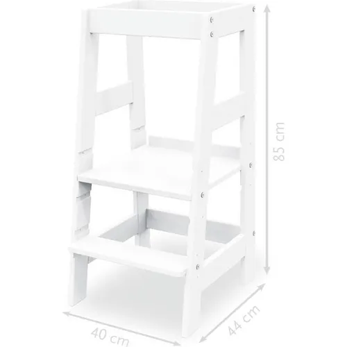 Lernturm Fino von Pinolino - Höhenverstellbarer Montessori Hochstuhl aus massiver Buche, sicher und stabil für Kinder von 1-6 Jahren