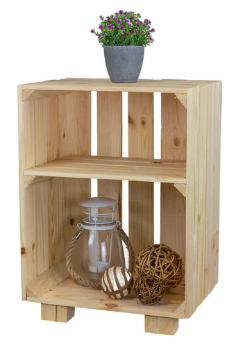 Nachttisch Natur mit Ablagefach Abstelltisch BEistelltisch Holzkiste Regalkiste