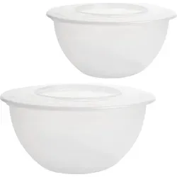 2er Set Rühr- & Salatschüsseln 5 L – Serie DELOS, mit Deckel, transparent - Transparent