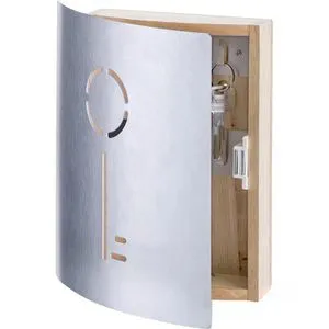 ZELLER PRESENT Schlüsselkasten aus Gummibaum und Edelstahl - Praktischer Schlüsselkasten mit 9 Haken, aus hochwertigem Gummibaum und Edelstahl, ideal für Ordnung im Eingangsbereich.