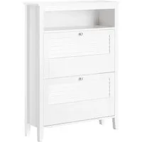 SoBuy Schuhschrank FSR152 mit 2 Klappen - Schuhschrank in Weiß, mit pflegeleichter Oberfläche und platzsparendem Design, ideal für kleine Flure oder Eingänge.