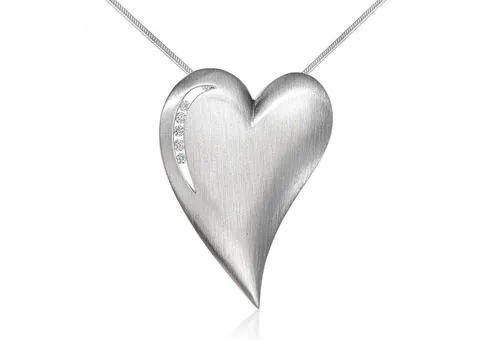 Materia Herzanhänger mattiert mit Zirkonia KA-289, aus 925 Sterling Silber